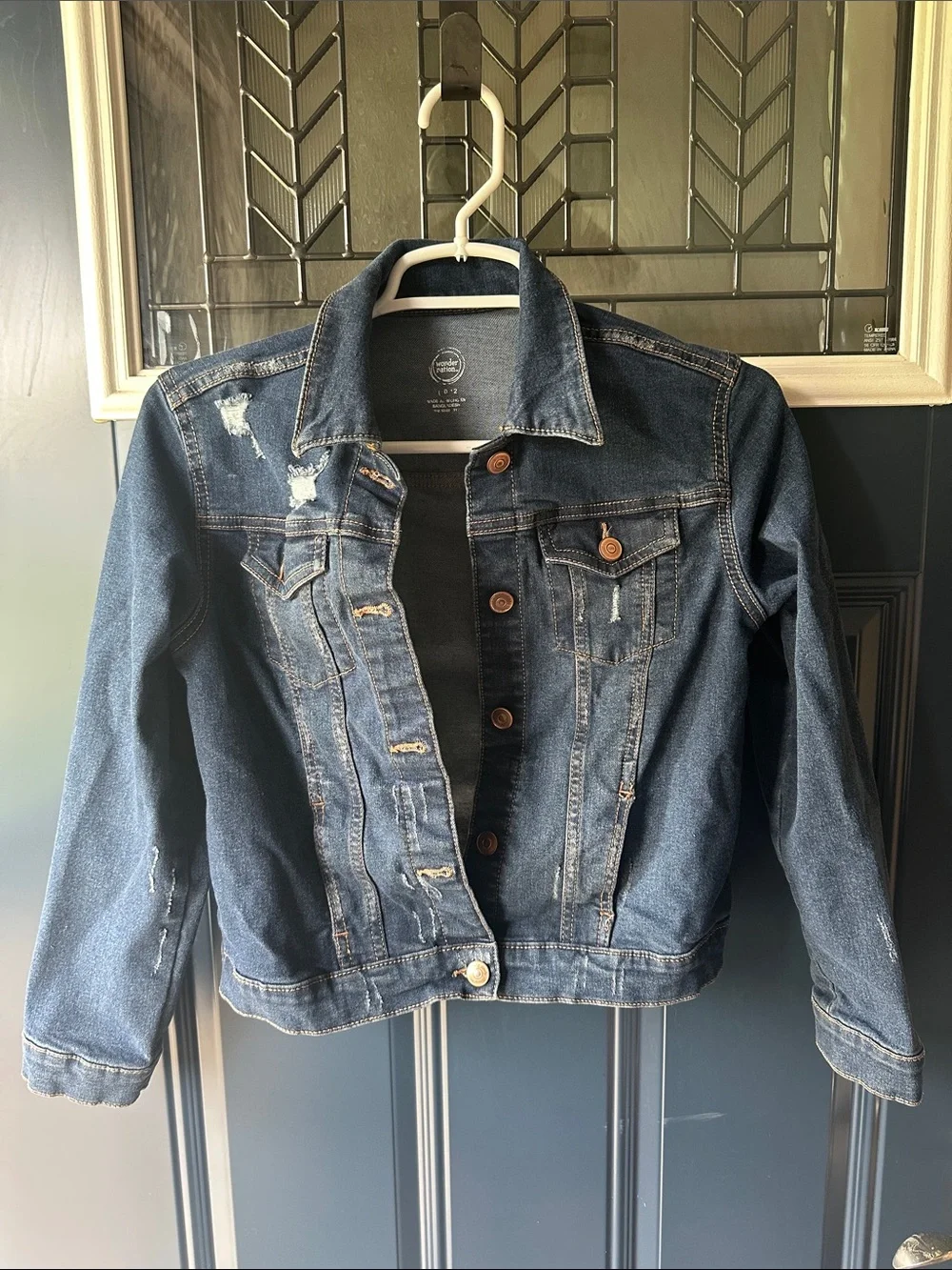 wonder nation Dark Blue Distressed Denim Jacket